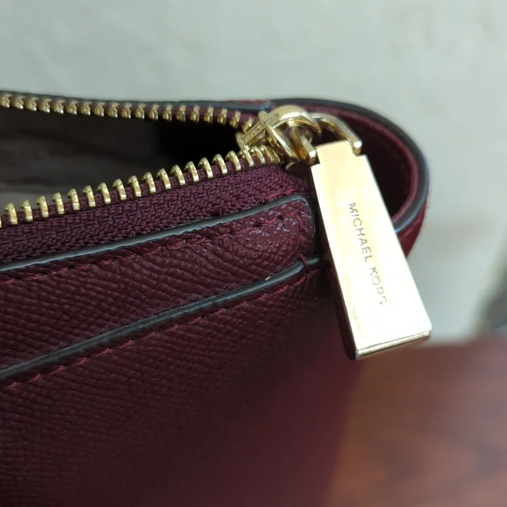 MICHAEL Michael Kors Oxblood Maddie Medium Crossgrain Leather Tote Bag - Picture 12 of 15